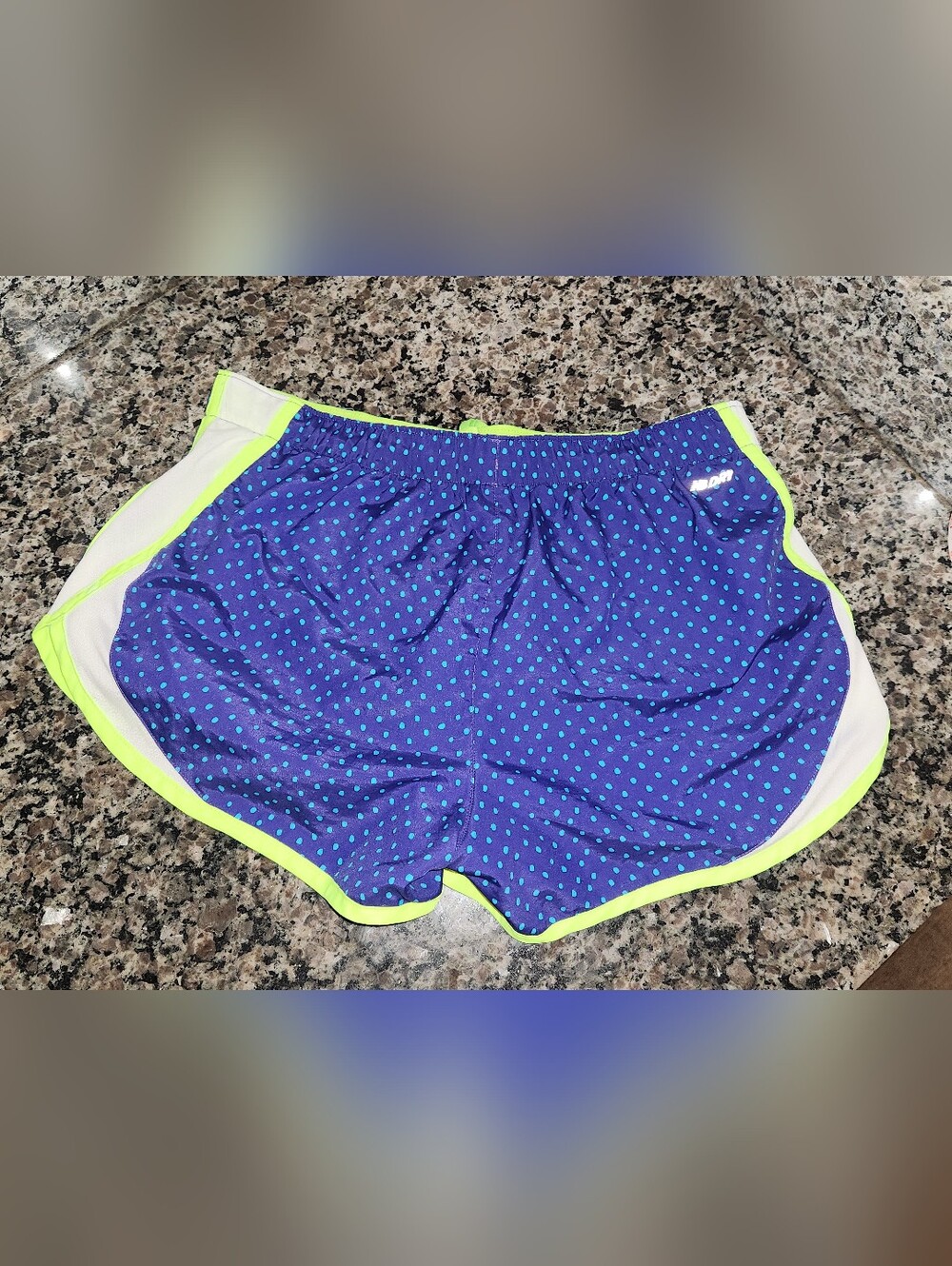 New Balance Purple Polka Dot Athletic Shorts with Neon Trim